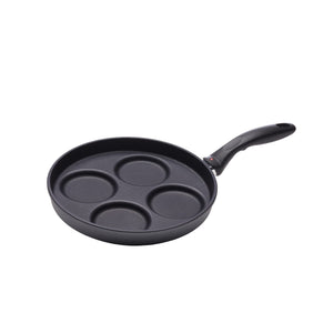 Swiss Diamond 10.25" Plett Pan (Swedish Pancake Pan) Nonstick Induction Diamond Coated Aluminum Dishwasher/Oven Safe Plett Pan Grey