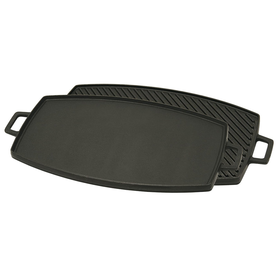 Bayou Classic 7447 18-in Double Reversible Cast Iron Griddle Features Flat Side and Ribbed Grill Side Perfect For Large Batch Breakfast Burgers and Grilled Sandwiches Steaks and Chicken