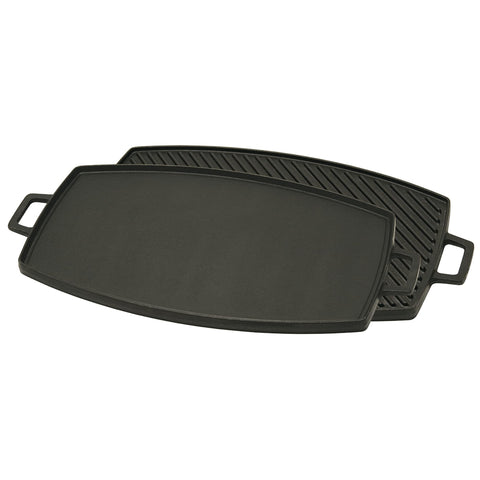 Bayou Classic 7447 18-in Double Reversible Cast Iron Griddle Features Flat Side and Ribbed Grill Side Perfect For Large Batch Breakfast Burgers and Grilled Sandwiches Steaks and Chicken