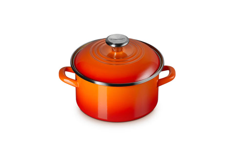 Le Creuset Enamel on Steel Traditional Petite Stockpot, 3.8qt., Flame