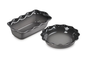 Set of 2 Heritage Fluted Pie Dish and Fluted Loaf Pan - Oyster