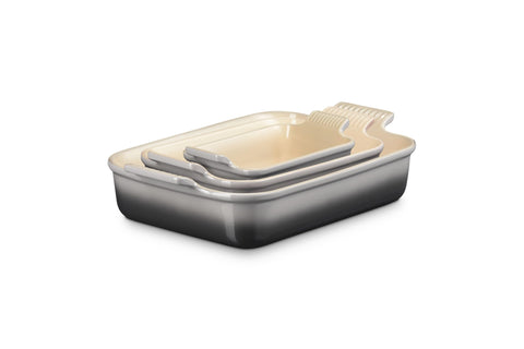 Heritage Set of 3 Rectangular Dishes - Oyster 1.1 qt., 2.5 qt. & 4 qt.