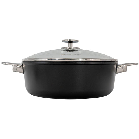 Swiss Diamond Nonstick Hybrid Ceramic and Diamond-Infused Braiser With Glass Lid, Dou Ceramic, Dishwasher & Oven Safe Up To 500 °F (5.3 Quart)