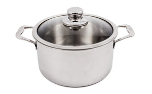 Swiss Diamond Premium Clad 5-Ply Stainless Steel 6.7 Quart Dutch Oven with Lid Included and Satin Exterior Finish, 9.5 Inch Induction Compatible Soup Pot - Oven and Dishwasher Safe