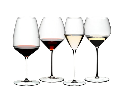 Riedel Veloce Tasting Set, Wine Glasses, 4 Pack – Cabernet, Pinot Noir, Sauvignon Blanc, Chardonnay - Dishwasher Safe, Crystal Glass - 5330/47