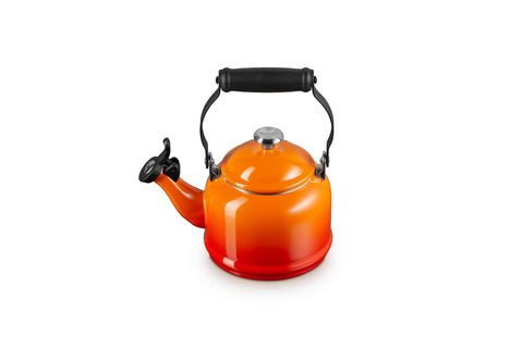 Le Creuset Enamel On Steel Demi Tea Kettle with Metal Finishes, 1.25 qt., Flame
