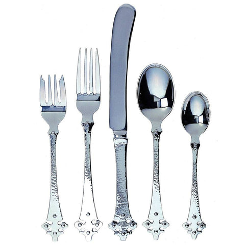 Ginkgo International Celtic 20-piece Flatware Set 18/10 Stainless Hammered Finish, Silverware Service for 4
