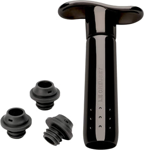 Le Creuset Wine Pump and 3 Stoppers, Black Nickel