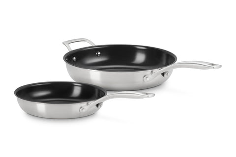 2 Piece Set Essential Stainless Steel Non-Stick Fry Pan (9.5 In and 11 In )