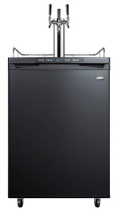 Summit Appliance SBC635MTRIPLE 24" Wide Kegerator, Black; Full-Sized Beer Dispenser; 5.6 cu.ft Capacity; Triple Tap System; Stainless Steel Floor Cover; Digital Thermostat; Automatic Defrost