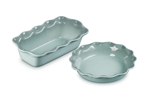 Set of 2 Heritage Fluted Pie Dish and Fluted Loaf Pan - Sea Salt