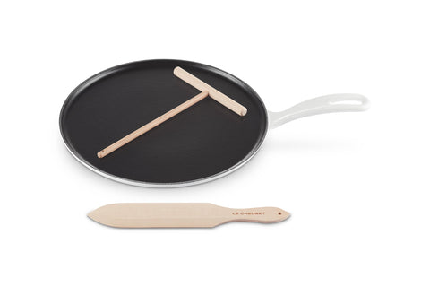 Le Creuset Enameled Cast Iron Traditional Round Crepe Pan, 10.25", White