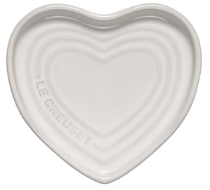 Le Creuset Stoneware Heart Shaped Spoon Rest, 5", White
