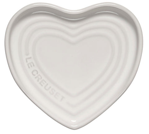 Le Creuset Stoneware Heart Shaped Spoon Rest, 5", White