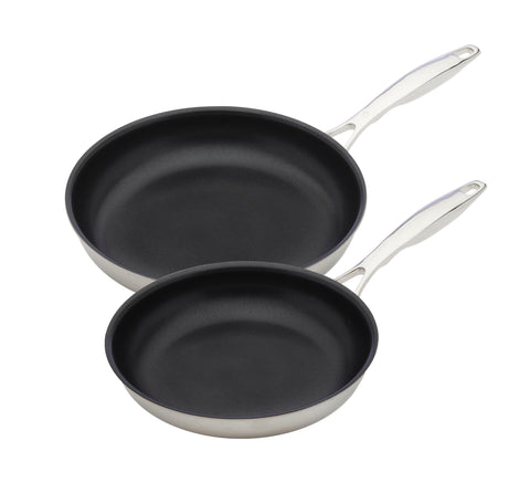 Swiss Diamond 2-Piece Fry Pan Set, 9.5 & 11 inches, 5-Ply Stainless Steel with Nonstick Coating (Compatible with All Cooktop Types), Oven & Dishwasher Safe