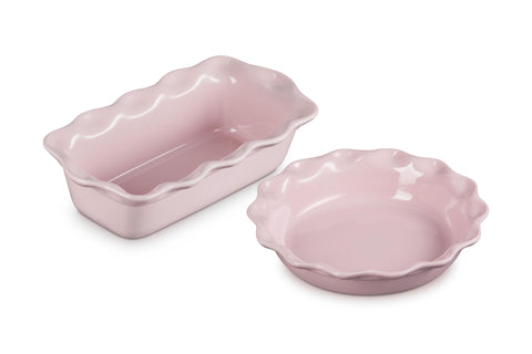 Set of 2 Heritage Fluted Pie Dish and Fluted Loaf Pan - Chiffon Pink