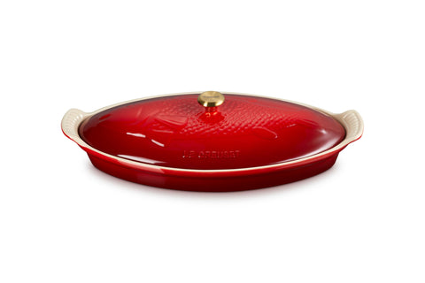 Le Creuset Stoneware Heritage Fish Baker, 1.7 qt., Cerise