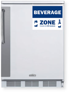 Summit Appliance FF6W7BZADA Commercial 24" Wide All-Refrigerator; For use in Bars, Restaurants, and Other Commercial Environments; 5.5 cu.ft Capacity; Automatic Defrost; ADA Compliant Height
