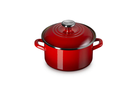 Le Creuset Enamel on Steel Traditional Petite Stockpot, 3.8qt., Cerise
