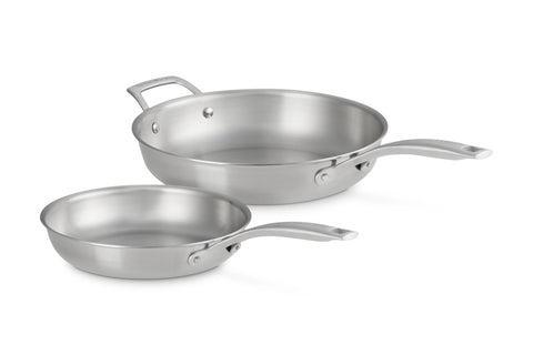 Le Creuset Stainless Steel Essential Set of 2 Fry Pan Set, 9.5" and 11"