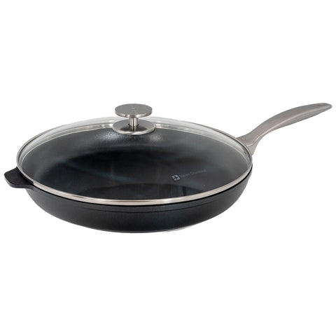 Swiss Diamond Nonstick Frying Pan Hybrid Ceramic and Diamond-Infused Fry Pan With Glass Lid, Dishwasher and Oven Safe Fry Pans (12.5 IN)
