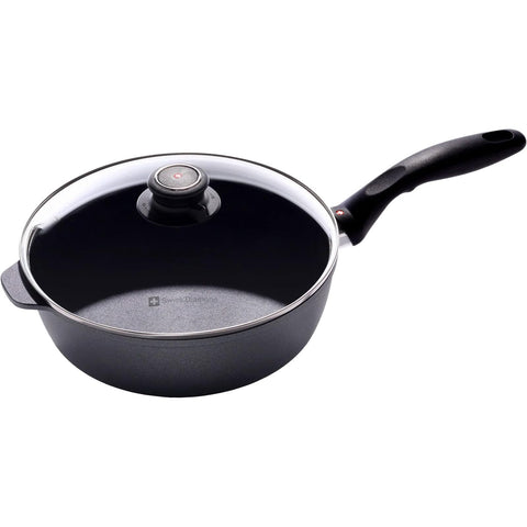 Swiss Diamond Nonstick Saute Pan with Lid, Diamond Coated Aluminum Deep Saute Pan with Lid Features Stainless Steel Handle, Dishwasher & Oven Safe Up To 500 °F, 11 Inch, 4.3 Quart
