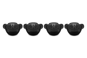 Set of 4 Mini Round Cocotte 1/3 QT Matte Black Ss Kn