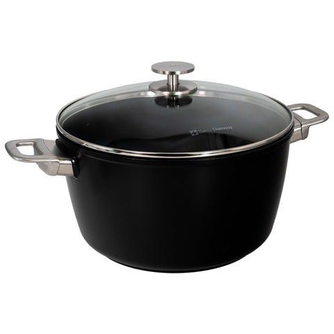 Swiss Diamond Nonstick Hybrid Ceramic and Diamond-Infused Stock Pots With Glass Lid, PFAS- and PFOA-free, Dishwasher & Oven Safe Up To 500 °F (8.5 Quart)
