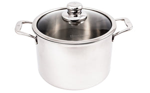 Swiss Diamond Premium Clad 5-Ply Stainless Steel 7.9 Quart Dutch Oven with Lid Included and Satin Exterior Finish, 9.5 Inch Induction Compatible Soup Pot - Oven and Dishwasher Safe