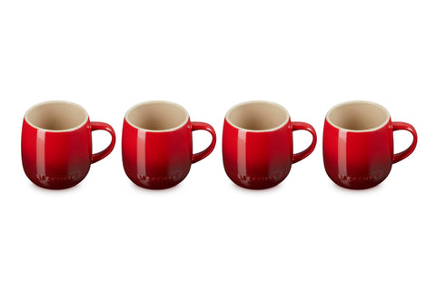 Le Creuset Stoneware Set of 4 Heritage Mugs, 13 oz. each, Cerise