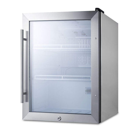 Summit 19” Beverage Center, 2.1 cu.ft. Capacity, Compact Outdoor Refrigerator, Stainless Steel & Glass- SPR314LOSCSS