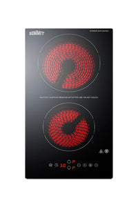 Summit 12” 2-Burner Radiant Cooktop, Black, Ceramic Glass, 115V, ADA Compliant- CRH2BT30115