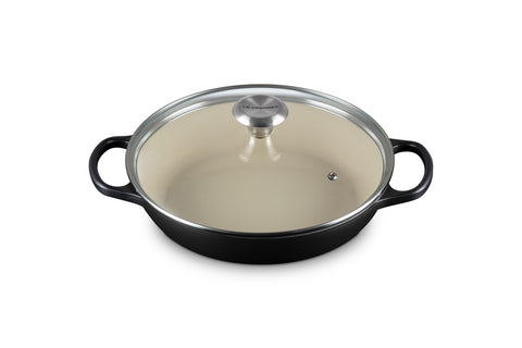 Le Creuset Enameled Cast Iron Signature Round Braiser with Glass Lid, 2.25 qt., Licorice