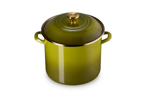 Le Creuset Enamel on Steel Traditional Stockpot, 12 qt., Olive with Stainless Steel Knob
