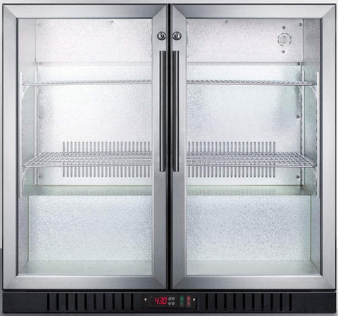 Summit 36” Beverage Center, 7.4 cu.ft. Capacity, Commercial Beverage Center, French Door, Stainless Steel & Glass- SCR7012DBCSS