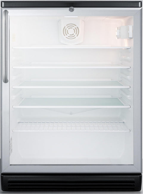Summit Appliance SCR600BGLTB 24-Inch Wide Beverage Center - Black; Commercially Approved; Double Pane Tempered Glass Door; CARB Compliant; RHD (Right-Hand Door Swing)