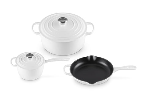 Le Creuset Enameled Cast Iron Signature Cookware Set, 5 pc, White