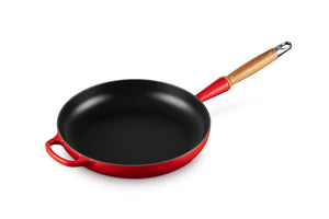 Le Creuset Enameled Cast Iron Alpine Wood Handle Fry Pan, 10.25", Cerise