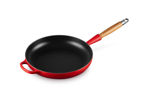 Le Creuset Enameled Cast Iron Alpine Wood Handle Fry Pan, 10.25", Cerise