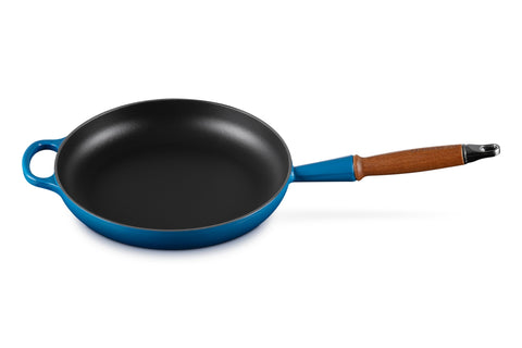Le Creuset Enameled Cast Iron Alpine Wood Handle Fry Pan, 10.25", Marseille