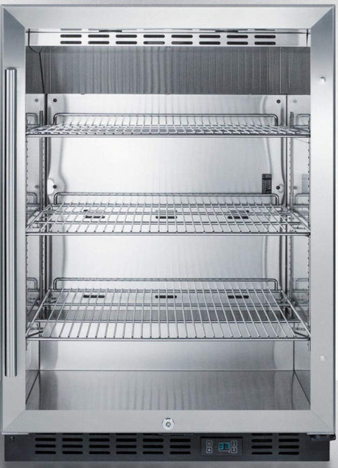 Summit Appliance SCR610BLCSS Built-in Undercounter Commercial Beverage Center with Stainless Steel Interior, Recessed LED Lighting, Digital Controls, Lock and Stainless Steel Wrapped Cabinet