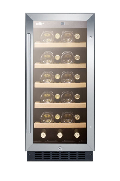 Summit 15” Wine Cellar, 23 Bottle Capacity, 2.2 cu.ft., Built-In Wine Cellar, ADA Compliant, Stainless Steel- ALWC15