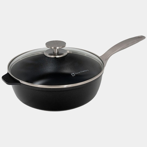 Swiss Diamond Nonstick Hybrid Ceramic and Diamond-Infused Deep Saute Pan With Glass Lid, Dou Ceramic, Dishwasher & Oven Safe Up To 500 °F (3.2 Quart)