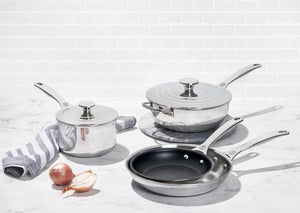 6-piece Premium Tri-Ply Stainless Steel Cookware Set – Durable, Even-heat Distribution, Induction Compatible, Oven Safe for Everyday Cooking