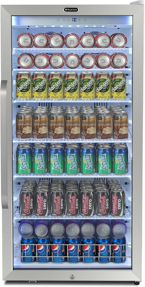 Whynter 24 in. 10.6 cu. ft. Freestanding Commercial Beverage Merchandiser Refrigerator with Superlit Door and Lock in White CBM-1060XLW