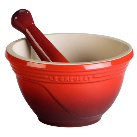 Le Creuset Stoneware Mortar and Pestle Set, 10 oz., Cerise