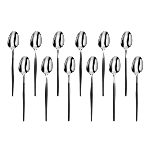 Amefa Soprano Tablespoon, 18/0 Stainless Steel, PVD Black Handle, Mirror Finish, 5.87 Inch, Set of 12