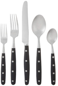 Ginkgo International Lyon 20-Piece Stainless Steel Flatware Place Setting, Ebony, Service for 4