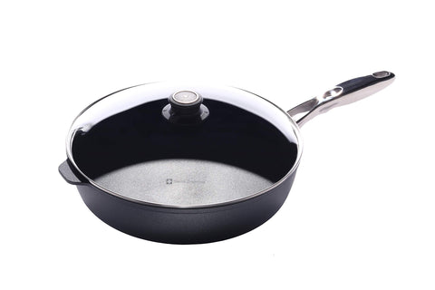 Swiss Diamond Nonstick Saute Pan with Lid, Diamond Coated Aluminum Deep Saute Pan with Lid Features Stainless Steel Handle, Dishwasher & Oven Safe Up To 500 °F, 12.5 Inch, 5.8 Quart
