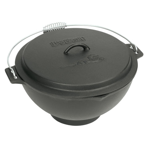 Bayou Classic 7419 3-gal Cast Iron Jambalaya Kettle w/Lid Features Coil Wire Handle Domed Lid Perfect For Traditional New Orleans Gumbo Etouffee Jambalaya and For Simmering Batches of Chili Soup Stew